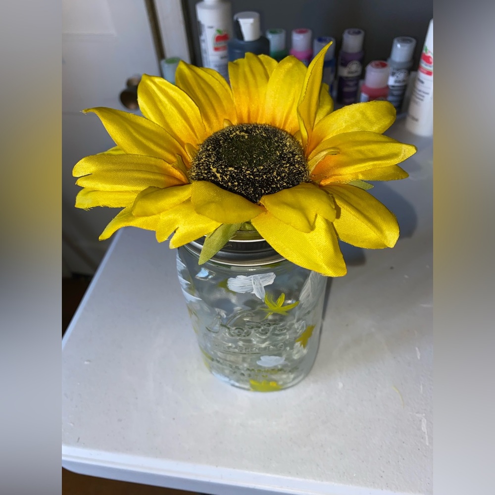 Homemade Sunflower Mason Jar